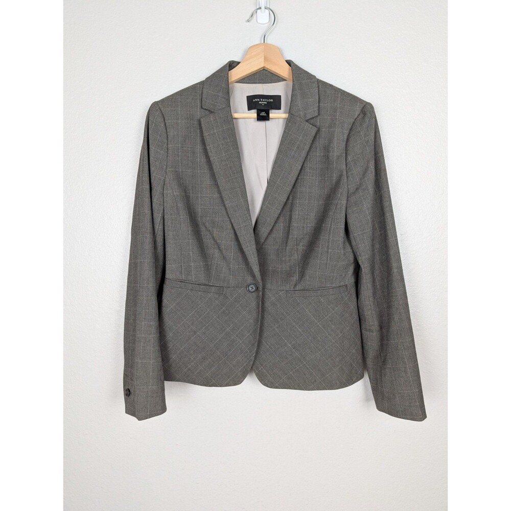 Ann Taylor Blazer Womens 10‎ Petite Brown Office Jacket